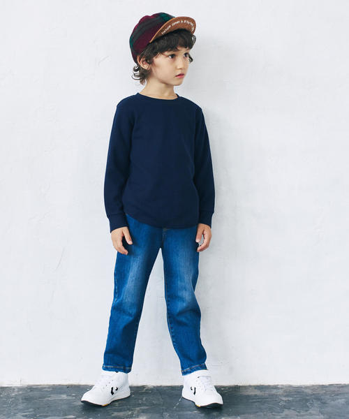 green label relaxing(グリーンレーベルリラクシング)の「【キッズ】〔吸水速乾〕ドライ ワッフル クルーネック プルオーバー(Tシャツ/カットソー・キッズ・ライラック/ネイビー/グレー/ホワイト/ブラック/オリーブ・135/105/115/125)」の11枚目の写真