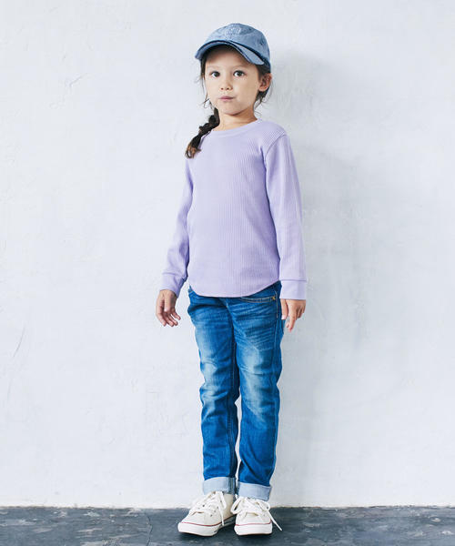 green label relaxing(グリーンレーベルリラクシング)の「【キッズ】〔吸水速乾〕ドライ ワッフル クルーネック プルオーバー(Tシャツ/カットソー・キッズ・ライラック/ネイビー/グレー/ホワイト/ブラック/オリーブ・135/105/115/125)」の8枚目の写真