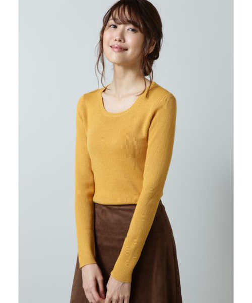 NATURAL BEAUTY BASIC（ナチュラルビューティーベーシック）の「【雑誌掲載】ウォッシャブルウールブレンドリブニット（ニット/セーター・レディース・ブラック/グレー/オフホワイト/ホワイト系その他/イエロー系その他・MEDIUM）」の5枚目の写真