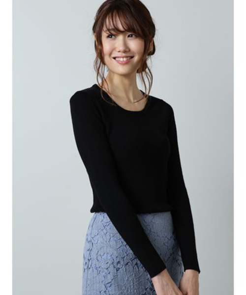 NATURAL BEAUTY BASIC（ナチュラルビューティーベーシック）の「【雑誌掲載】ウォッシャブルウールブレンドリブニット（ニット/セーター・レディース・ブラック/グレー/オフホワイト/ホワイト系その他/イエロー系その他・MEDIUM）」の4枚目の写真