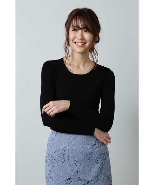 NATURAL BEAUTY BASIC（ナチュラルビューティーベーシック）の「【雑誌掲載】ウォッシャブルウールブレンドリブニット（ニット/セーター・レディース・ブラック/グレー/オフホワイト/ホワイト系その他/イエロー系その他・MEDIUM）」の11枚目の写真