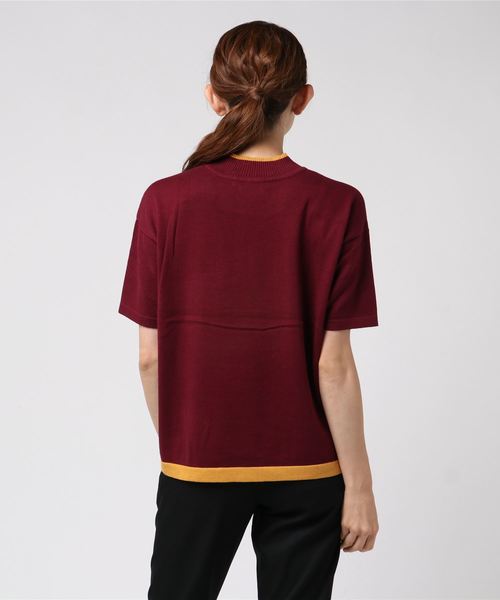 VENCEEXCHANGE（ヴァンスエクスチェンジ）の「アメカジロゴニット（ニット/セーター・レディース・アッシュグレー/ボルドー・M）」の3枚目の写真