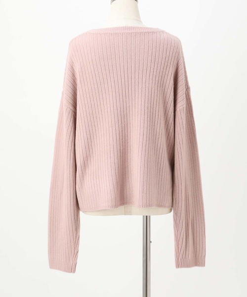 one after another NICE CLAUP（ワンアフターアナザーナイスクラップ）の「刺繍ロゴワイドリブニット（ニット/セーター・レディース・ピンク/アイボリー/ミント/カーキブラウン/オフホワイト・FREE）」の8枚目の写真