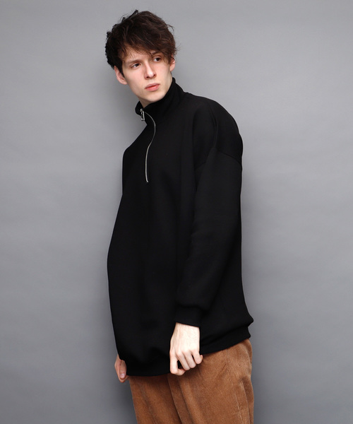 EMMA CLOTHES(エマクローズ)の「ビッグシルエットハーフZIPプルオーバー 裏起毛(スウェット・メンズ・ブラック/アイボリー/チャコール・FREE)」の3枚目の写真