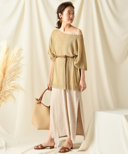 DouDou（ドゥドゥ）の「キャミニットワンピース（ワンピース・レディース・ベージュ/グレー/ブルー・FREE）」の3枚目の写真