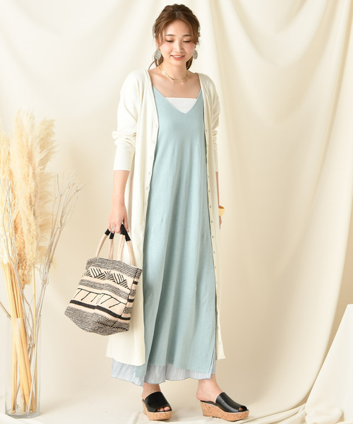 DouDou（ドゥドゥ）の「キャミニットワンピース（ワンピース・レディース・ベージュ/グレー/ブルー・FREE）」の14枚目の写真