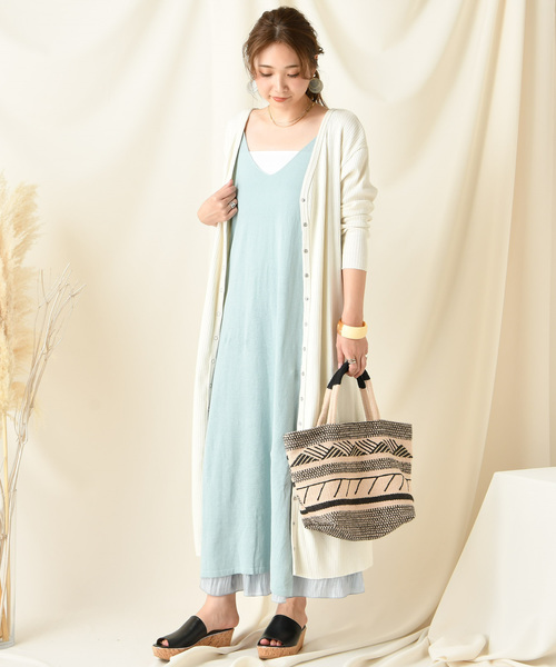 DouDou（ドゥドゥ）の「キャミニットワンピース（ワンピース・レディース・ベージュ/グレー/ブルー・FREE）」の8枚目の写真