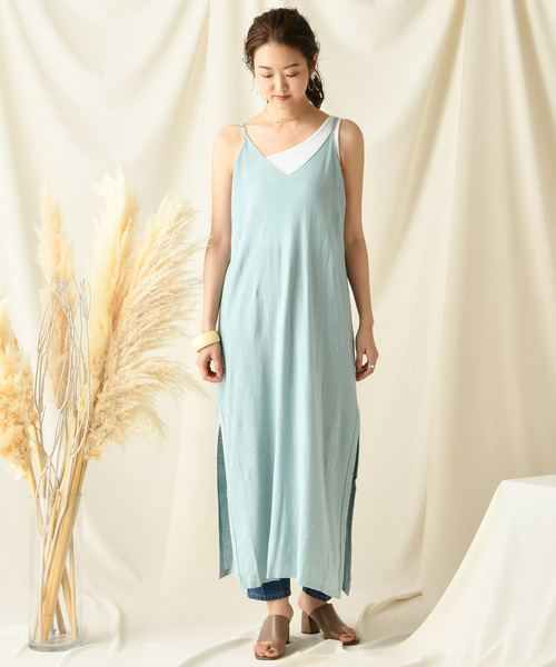 DouDou（ドゥドゥ）の「キャミニットワンピース（ワンピース・レディース・ベージュ/グレー/ブルー・FREE）」の9枚目の写真