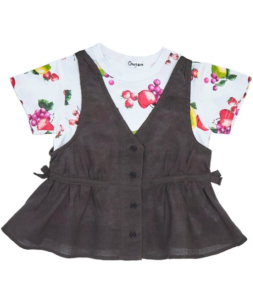 Otonato（オトナト）の「/2Pセットキャミ付Tシャツ（Tシャツ/カットソー・キッズ・レッド/チャコール・90/100/110/120/80/130/95/140）」の2枚目の写真