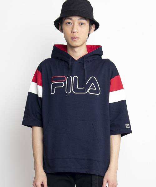 FILA もこもこ裏毛 プルオーバーフーディ フィラネイビー 長袖 M