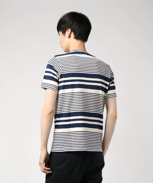 GRAND GLOBAL（グランドグローバル）の「日本製パネルボーダーT（Tシャツ/カットソー・メンズ・ネイビー/グレー・40/38）」の3枚目の写真