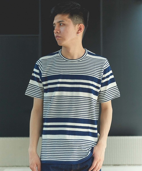 GRAND GLOBAL（グランドグローバル）の「日本製パネルボーダーT（Tシャツ/カットソー・メンズ・ネイビー/グレー・40/38）」の12枚目の写真