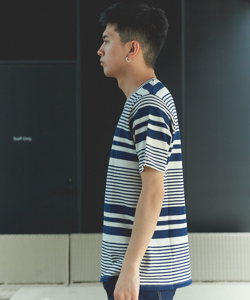 GRAND GLOBAL（グランドグローバル）の「日本製パネルボーダーT（Tシャツ/カットソー・メンズ・ネイビー/グレー・40/38）」の11枚目の写真