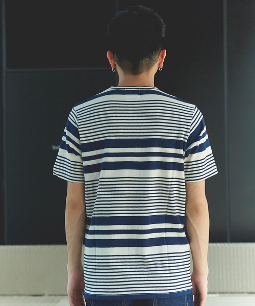 GRAND GLOBAL（グランドグローバル）の「日本製パネルボーダーT（Tシャツ/カットソー・メンズ・ネイビー/グレー・40/38）」の10枚目の写真