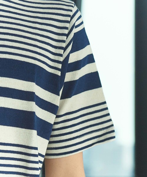 GRAND GLOBAL（グランドグローバル）の「日本製パネルボーダーT（Tシャツ/カットソー・メンズ・ネイビー/グレー・40/38）」の7枚目の写真