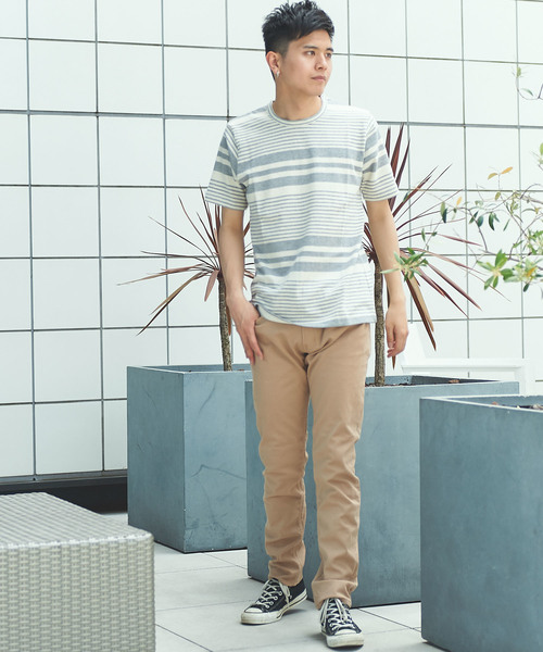 GRAND GLOBAL（グランドグローバル）の「日本製パネルボーダーT（Tシャツ/カットソー・メンズ・ネイビー/グレー・40/38）」の5枚目の写真