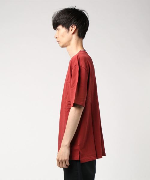 おしゃれスタ(オシャレスタ)の「ビッグシルエットリブラインTシャツ(IR)(Tシャツ/カットソー・メンズ・レッド/ネイビー/ライトグレー/ブラック/ホワイト/サンドベージュ・M/L/XL)」の8枚目の写真