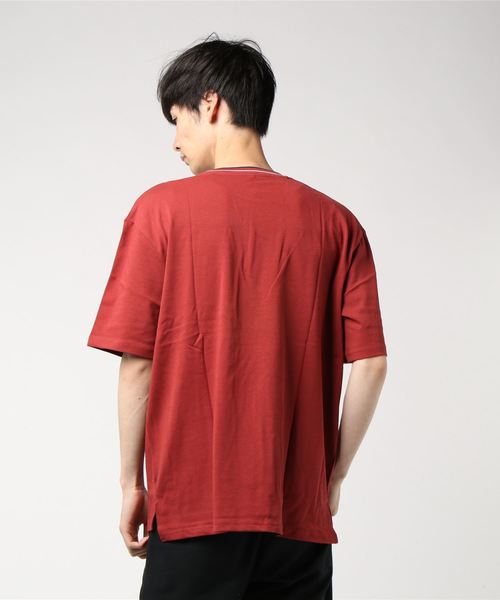 おしゃれスタ(オシャレスタ)の「ビッグシルエットリブラインTシャツ(IR)(Tシャツ/カットソー・メンズ・レッド/ネイビー/ライトグレー/ブラック/ホワイト/サンドベージュ・M/L/XL)」の7枚目の写真