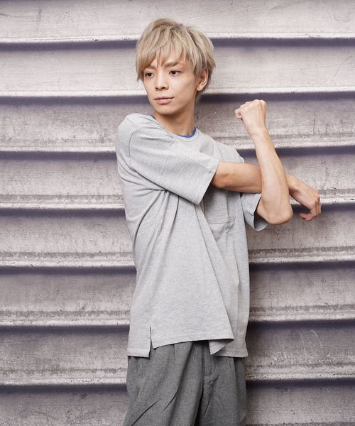 おしゃれスタ(オシャレスタ)の「ビッグシルエットリブラインTシャツ(IR)(Tシャツ/カットソー・メンズ・レッド/ネイビー/ライトグレー/ブラック/ホワイト/サンドベージュ・M/L/XL)」の3枚目の写真