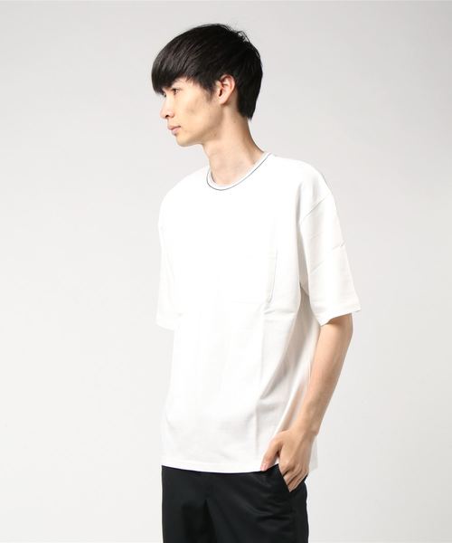 おしゃれスタ(オシャレスタ)の「ビッグシルエットリブラインTシャツ(IR)(Tシャツ/カットソー・メンズ・レッド/ネイビー/ライトグレー/ブラック/ホワイト/サンドベージュ・M/L/XL)」の9枚目の写真