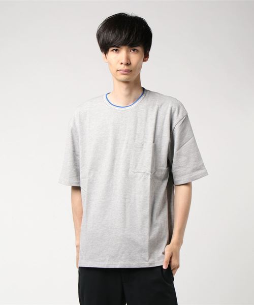 おしゃれスタ(オシャレスタ)の「ビッグシルエットリブラインTシャツ(IR)(Tシャツ/カットソー・メンズ・レッド/ネイビー/ライトグレー/ブラック/ホワイト/サンドベージュ・M/L/XL)」の11枚目の写真