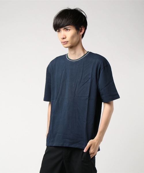 おしゃれスタ(オシャレスタ)の「ビッグシルエットリブラインTシャツ(IR)(Tシャツ/カットソー・メンズ・レッド/ネイビー/ライトグレー/ブラック/ホワイト/サンドベージュ・M/L/XL)」の13枚目の写真