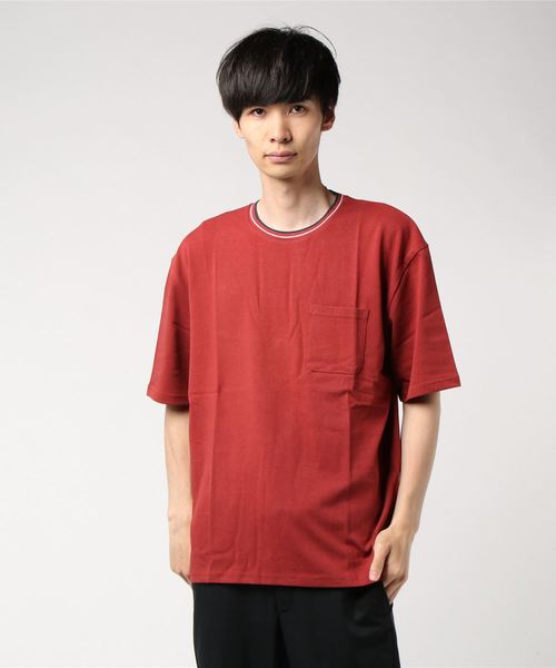 おしゃれスタ(オシャレスタ)の「ビッグシルエットリブラインTシャツ(IR)(Tシャツ/カットソー・メンズ・レッド/ネイビー/ライトグレー/ブラック/ホワイト/サンドベージュ・M/L/XL)」の14枚目の写真