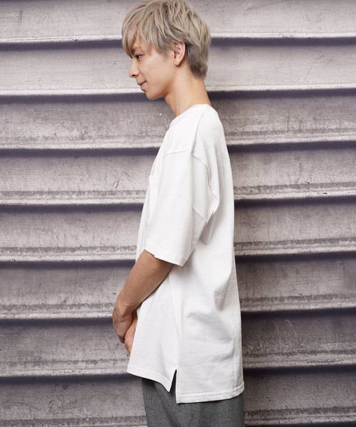 おしゃれスタ(オシャレスタ)の「ビッグシルエットリブラインTシャツ(IR)(Tシャツ/カットソー・メンズ・レッド/ネイビー/ライトグレー/ブラック/ホワイト/サンドベージュ・M/L/XL)」の16枚目の写真