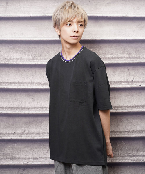 おしゃれスタ(オシャレスタ)の「ビッグシルエットリブラインTシャツ(IR)(Tシャツ/カットソー・メンズ・レッド/ネイビー/ライトグレー/ブラック/ホワイト/サンドベージュ・M/L/XL)」の20枚目の写真