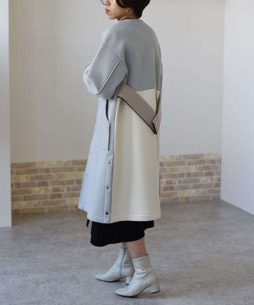 Eimee Law（エイミーロウ）の「【Eimee Law】バック配色カットボンディングコート（その他アウター・レディース・ミント/ベージュ/チャコールグレー・38）」の3枚目の写真