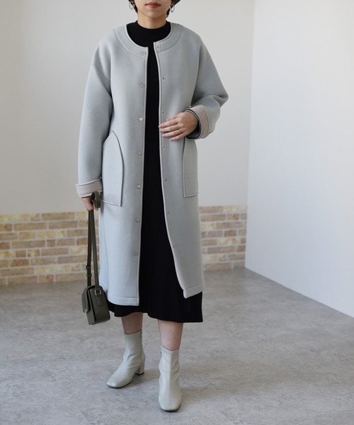 Eimee Law（エイミーロウ）の「【Eimee Law】バック配色カットボンディングコート（その他アウター・レディース・ミント/ベージュ/チャコールグレー・38）」の5枚目の写真