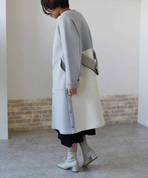 Eimee Law（エイミーロウ）の「【Eimee Law】バック配色カットボンディングコート（その他アウター・レディース・ミント/ベージュ/チャコールグレー・38）」の8枚目の写真