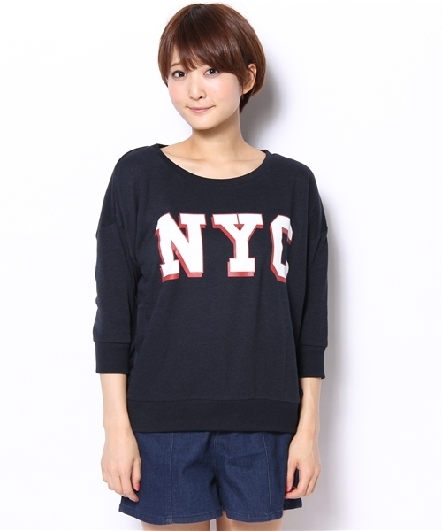 green label relaxing（グリーンレーベルリラクシング）の「NYC LOGO スウェット ◆（スウェット・レディース・ホワイト/ネイビー・フリー）」の9枚目の写真