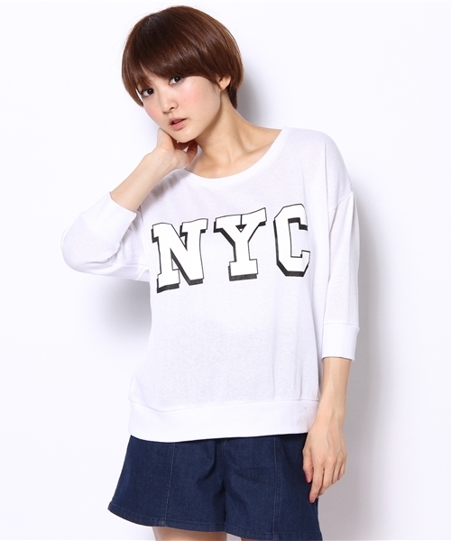 green label relaxing（グリーンレーベルリラクシング）の「NYC LOGO スウェット ◆（スウェット・レディース・ホワイト/ネイビー・フリー）」の10枚目の写真