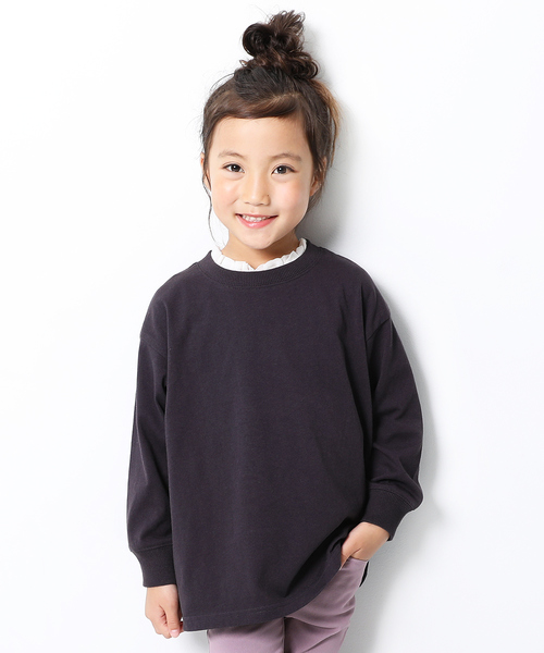 devirock(デビロック)の「ビッグシルエット袖リブ長袖Tシャツ(Tシャツ/カットソー・キッズ・ホワイト/ブラック/杢グレー/パープル系その他/ダークベージュ/オレンジ系その他/パープル系その他2/モカ・100cm/110cm/120cm/130cm/140cm/150cm/160cm)」の6枚目の写真