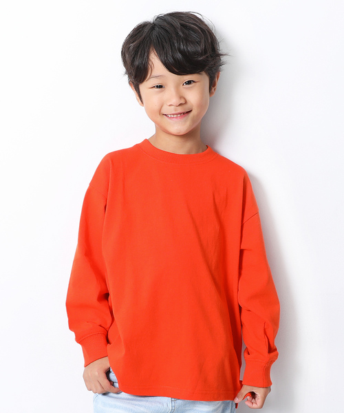 devirock(デビロック)の「ビッグシルエット袖リブ長袖Tシャツ(Tシャツ/カットソー・キッズ・ホワイト/ブラック/杢グレー/パープル系その他/ダークベージュ/オレンジ系その他/パープル系その他2/モカ・100cm/110cm/120cm/130cm/140cm/150cm/160cm)」の8枚目の写真