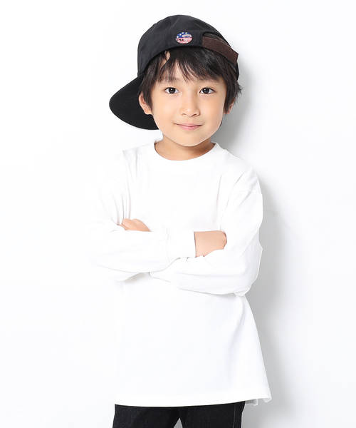 devirock(デビロック)の「ビッグシルエット袖リブ長袖Tシャツ(Tシャツ/カットソー・キッズ・ホワイト/ブラック/杢グレー/パープル系その他/ダークベージュ/オレンジ系その他/パープル系その他2/モカ・100cm/110cm/120cm/130cm/140cm/150cm/160cm)」の2枚目の写真