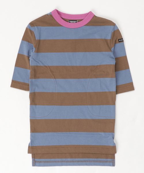 RUGGEDWORKS(ラゲッドワークス)の「【親子お揃い】ガールズ太ボーダークルーネック天竺ワンピース(ワンピース・キッズ・ブラウン/ブルー・110cm/100cm/120cm/130cm/140cm/90㎝/150cm)」の9枚目の写真