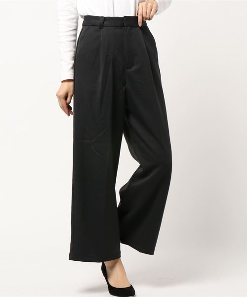 STYLEBLOCK（スタイルブロック）の「ツイルバックボタンワイドパンツ（その他パンツ・レディース・ブラック/ベージュ/ブラウン/カーキ・M）」の2枚目の写真