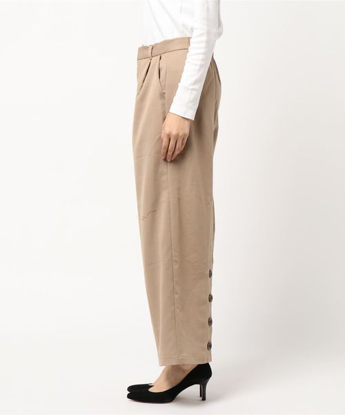 STYLEBLOCK（スタイルブロック）の「ツイルバックボタンワイドパンツ（その他パンツ・レディース・ブラック/ベージュ/ブラウン/カーキ・M）」の5枚目の写真