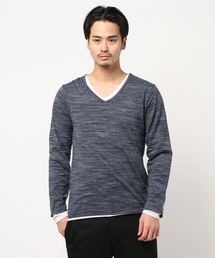 /Bl/アンサンブルVネック長袖Tシャツ