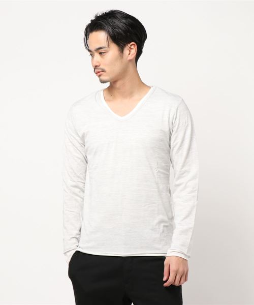 NO WAY(ノーウェイ)の「/Bl/アンサンブルVネック長袖Tシャツ(Tシャツ/カットソー・メンズ・ネイビー/グレー/ホワイト/ブラック/ワインレッド・MEDIUM/LARGE/X-LARGE)」の2枚目の写真