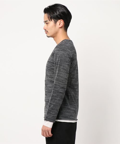 NO WAY(ノーウェイ)の「/Bl/アンサンブルVネック長袖Tシャツ(Tシャツ/カットソー・メンズ・ネイビー/グレー/ホワイト/ブラック/ワインレッド・MEDIUM/LARGE/X-LARGE)」の8枚目の写真