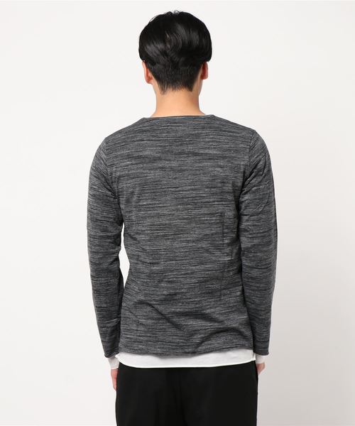 NO WAY(ノーウェイ)の「/Bl/アンサンブルVネック長袖Tシャツ(Tシャツ/カットソー・メンズ・ネイビー/グレー/ホワイト/ブラック/ワインレッド・MEDIUM/LARGE/X-LARGE)」の7枚目の写真