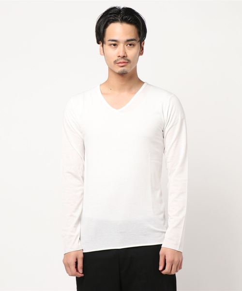 NO WAY(ノーウェイ)の「/Bl/アンサンブルVネック長袖Tシャツ(Tシャツ/カットソー・メンズ・ネイビー/グレー/ホワイト/ブラック/ワインレッド・MEDIUM/LARGE/X-LARGE)」の6枚目の写真