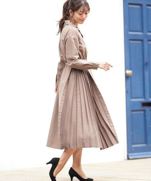 セール ワンピース ワンピース サイドプリーツ開襟ワンピース ワンピース Rps アールピーエス のファッション