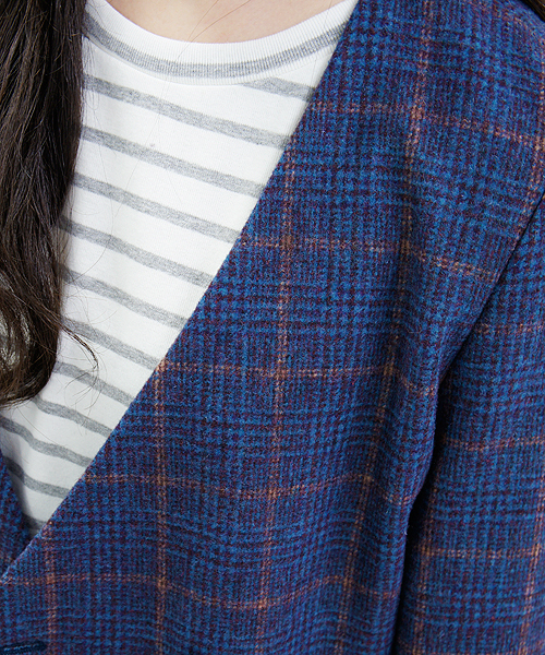 CIAOPANIC（チャオパニック）の「【Ciaopanic】チェック柄ノーカラーコート（ノーカラージャケット・レディース・グレー/ブルー・FREE）」の11枚目の写真