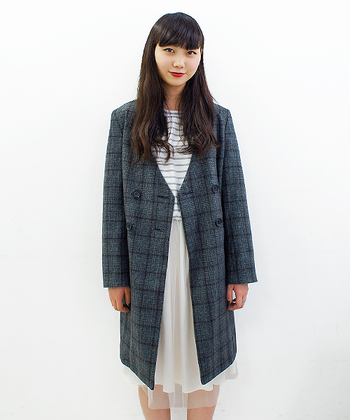 CIAOPANIC（チャオパニック）の「【Ciaopanic】チェック柄ノーカラーコート（ノーカラージャケット・レディース・グレー/ブルー・FREE）」の13枚目の写真