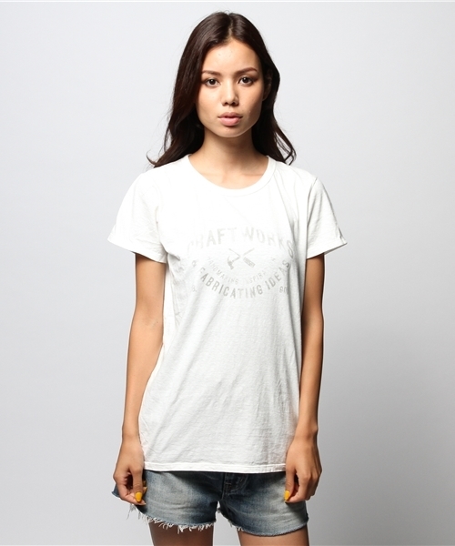goa(ゴア)の「バイオウォッシュ加工 WARKS Tシャツ(Tシャツ/カットソー・レディース・オフホワイト/グレー/ベージュ・FREE)」の8枚目の写真