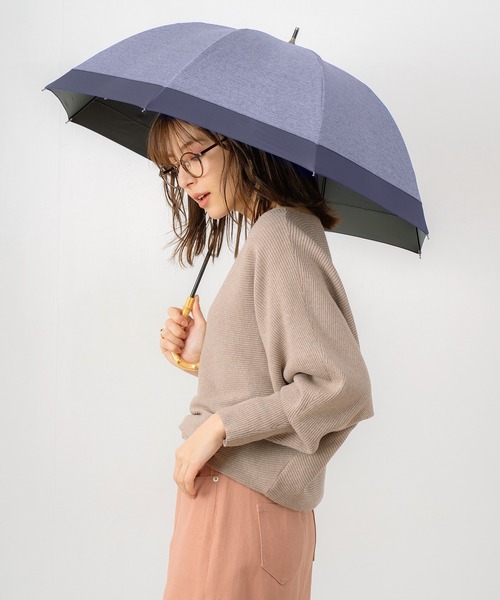 macocca(マコッカ)の「完全遮光晴雨兼用 ショート傘 ダンガリー無地切替(長傘・レディース・ベージュ/ネイビー/グレー/ピンク/ブルー・FREE)」の4枚目の写真